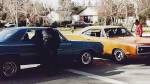 That's Henry Winkler next to one of the clone Super Bees. The Olds belonged to a friend of mine (it had been his grandmother's car...sadly) and was purchased by my father for the movie, as he was working as the car coordinator.  &raquo; Click to zoom ->