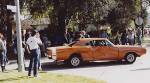 Here's the stunt Bee after a crash scene at the corner of Ranchito and Weddington in Van Nuys, California. The poor car was a '70 Coronet 500 that we painted orange, and I made a Super Bee stripe out of shelf paper to make it look real enough for the scene. That's Scott Baio near the driver door.  &raquo; Click to zoom ->