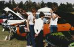 I think this is the only car show the Bee has ever been entered in. It was at a school in Oxnard, California. That's my mother there with my friend Greg Parsons who had driven out in his '70 AAR Cuda. He previously had a '69 Mach 1 with a 428 Super Cobra Jet.  &raquo; Click to zoom ->