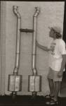 Here's the 4-1/2-inch Flowmaster exhaust system that I had custom-made for the car. Way too loud.  &raquo; Click to zoom ->