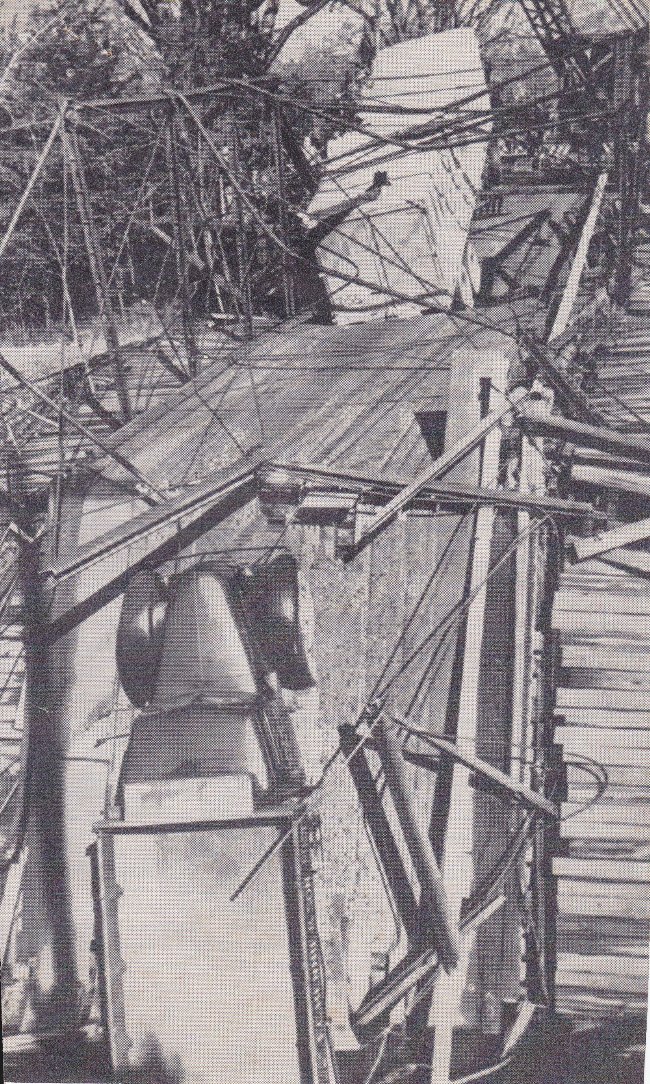 Trucks on collapsed bridge