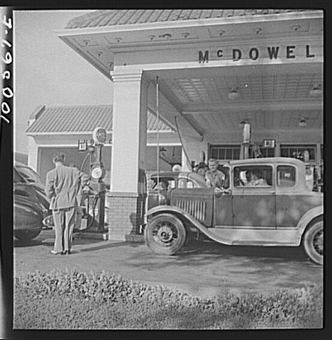 Gas rationing during the war - dig the 5 window!