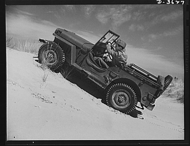 Jeep climbing dunes