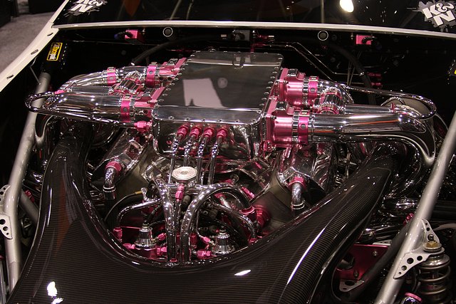 Big block engine in the Mercedes with twin turbos!