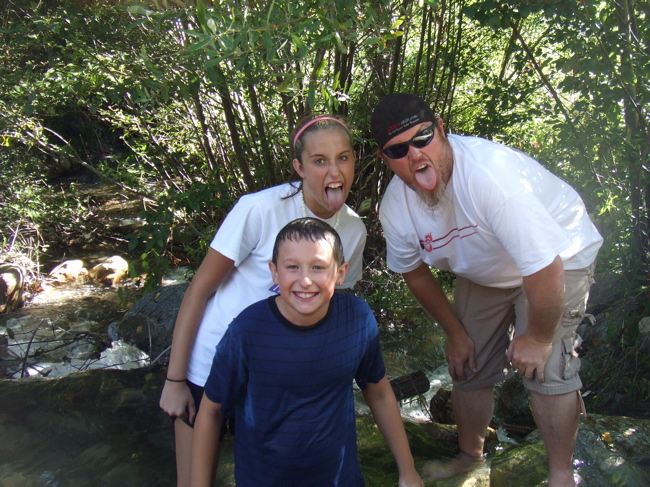 Kids and Chad in Creek