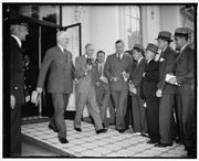 CAPTION THIS PHOTO: HENRY FORD AND A THRONG OF REPORTERS AT THE WHITE HOUSE CIRCA 1938