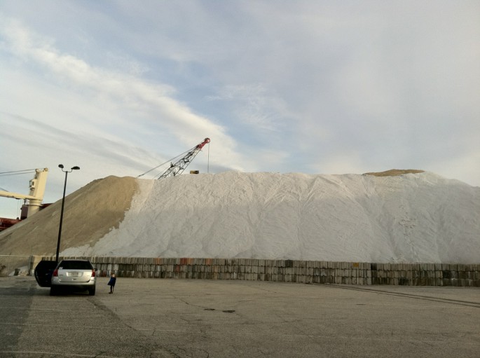 Huge salt and sand pile in Portsmouth NH