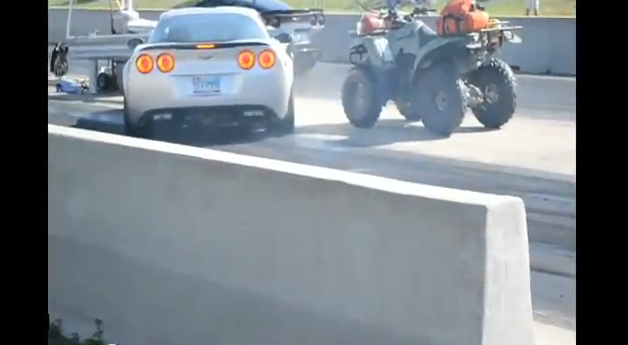 Watch a Guy Crash His Z06 at the Drags Before Ever Getting to the Starting Line!