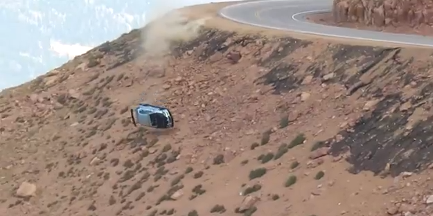 Watch a Pikes Peak Racer Launch Their Car Over a Cliff, Suffer One of the Most Horrifying Wrecks We Have Ever Seen and Survive!