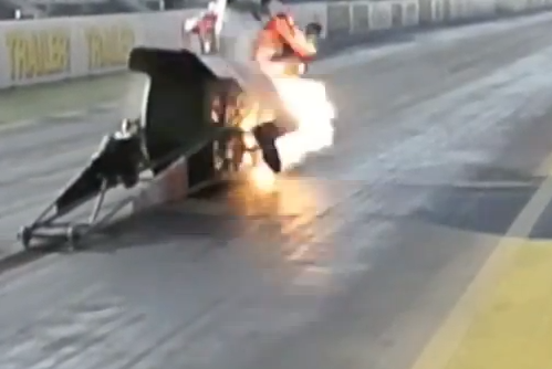 Watch Awesome Slow Motion Of A Nitro Powered Drag Bike’s Engine Exploding On The Track