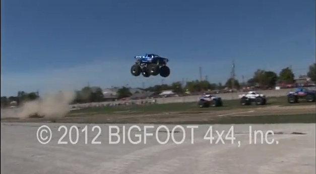 Video: Watch Bigfoot Reset the World’s Record For A Monster Truck Jump At 214ft! In Truck and Out!