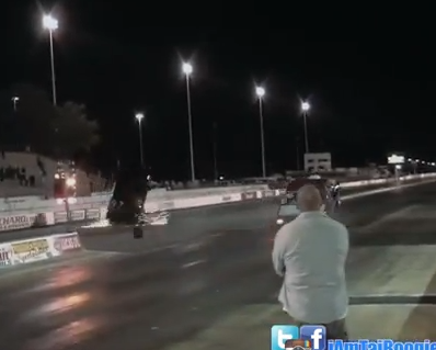 Watch A Big Money Grudge Race at E-Town Go Very Badly For a Racer In A Fox Body Mustang (Driver OK)