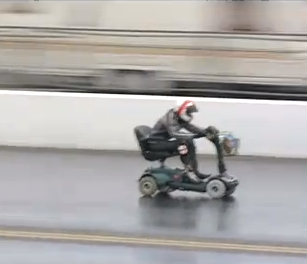 Hilarious Video: Watch A Heavily Modified Mobility Scooter Hit 70mph At Santa Pod