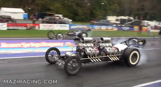 Video: Watch A Dragster With Twin Blown Hemis Smoke The Tires All The Way Down The Strip At Beaver Springs