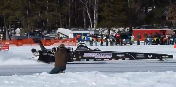 Watch A 3,000hp Ice Dragster Run 170-Mph In 1,000ft From A Standing Start!