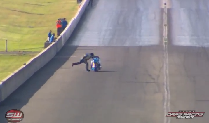 Insane Video: Top Fuel Harley Rider Falls Off The Bike At Speed, Then Tumbles 1300 More Feet