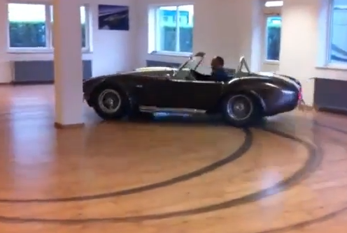 Video: Indoor Donuts Around A Pole In A Shelby Cobra. Seriously, We Couldn’t Make This Stuff Up!