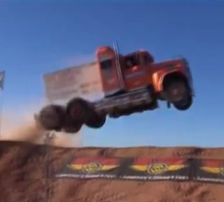 Video: Another High Flying Big Rig Jump. Sticks The Landing Sorta, But The On-Board Looks Painful