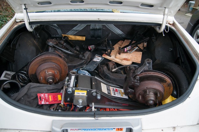 My SS is currently occupying my garage space, and with my driveway full I decided to pack up all of the parts and some tools and bring them to my parents' house across town. After all, one-day job, right?