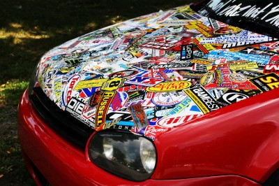 Sticker bombed car