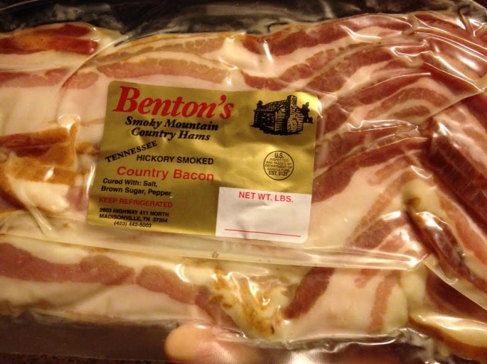 After 14 hours in the Cadillac, we arrived and I was happy to hand three pounds of this absolutely awesome bacon to Jeff. He then surprised me...