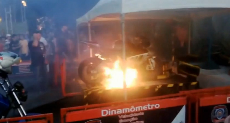 BangShift.com 2014 S1000R Cause A Motorcycle Dyno To Explode And Catch Fire