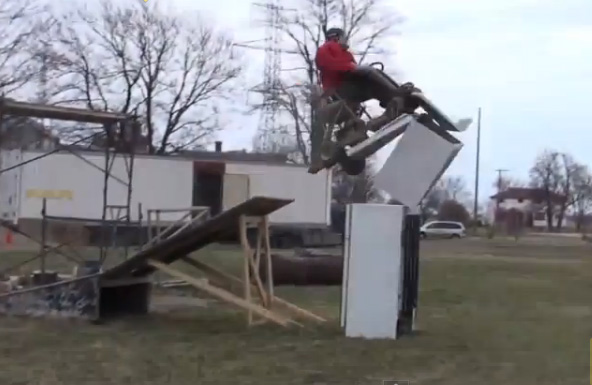 Best of 2014: Stupidity Has Never Been More Hilarious: Watch A Dude Jump A Fridge And Washing Machine On Motorized Chair