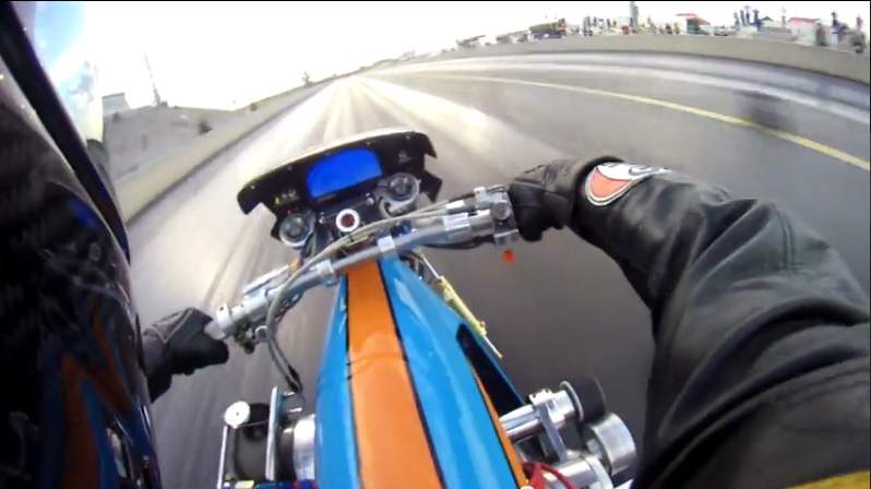 Ride On The Helmet Of Top Fuel Motorcycle Racer Ian King As He Makes A Fast Lap – Crazy!