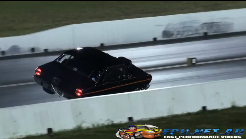 Great Save! Watch This Aussie Drag Racer Do Everything In His Power To Keep His Falcon Off The Wall