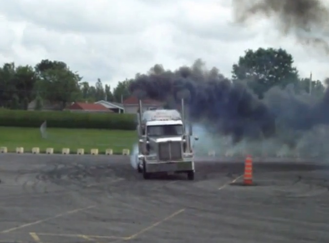 Eight Tires And Two Stacks Make For A VERY, VERY Smokey Burnout – Watch This Western Star Smolder The Tires, Drift, and Spin Donuts