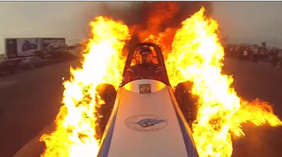 Watch Dave Nelson’s Awesome Fire Burnout As Performed At Santa Pod Last Weekend