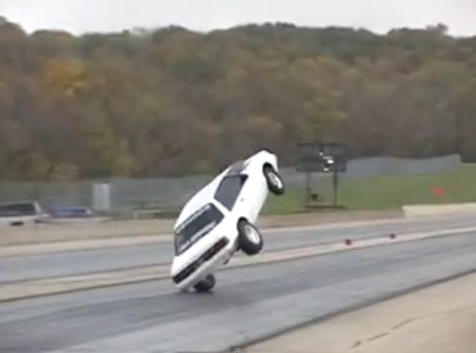 Watch This Mustang Pull A Massive Eighth Mile Wheelstand With No Bars, Smash The Ground And End Up On The Wheels