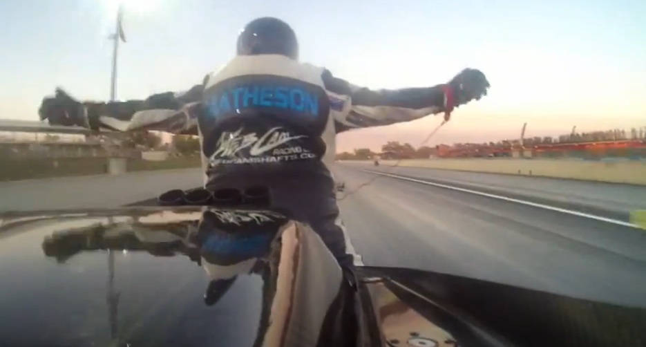 Watch Top Fuel Motorcycle Racer Chris Matheson Get Electrocuted By And Nearly Fall Off His Bike During A Run