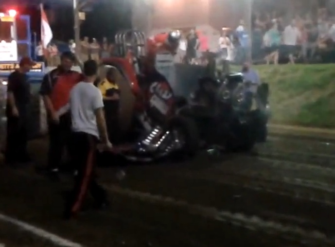 Mega BOOM: A Canadian Pulling Tractor Blows Up So Hard It Barfs Most Of The Motor Right Out Of The Chassis