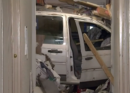 You Missed A Turn! Van Crashes Into An Apartment Building