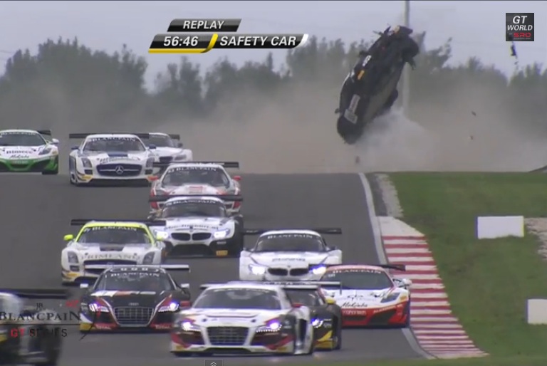 Watch A Lamborghini Fly At The Slovakia Ring During A Massive Wreck – Driver Was OK