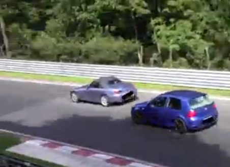 Racing Carnage: R32 Golf Tries To Drive Through a Honda S2000 At Nurburgring