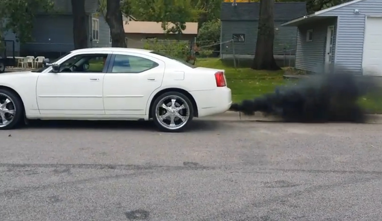 Holy Smokes! This 2006 Police Spec Charger Has A Cummins Diesel In It – Burnout Video!