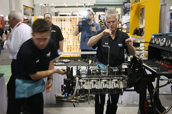 Hendrick Mahle Engine Assembly Demo SEMA 2014 001