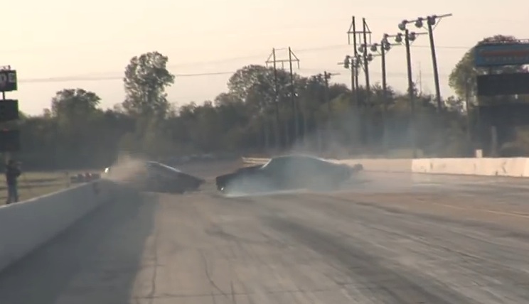 No Prep Wreckage: Watch The Hellanor Mustang Eat The Wall While The Street Outlaws Split Bumper Camaro Barely Avoids The Same Fate