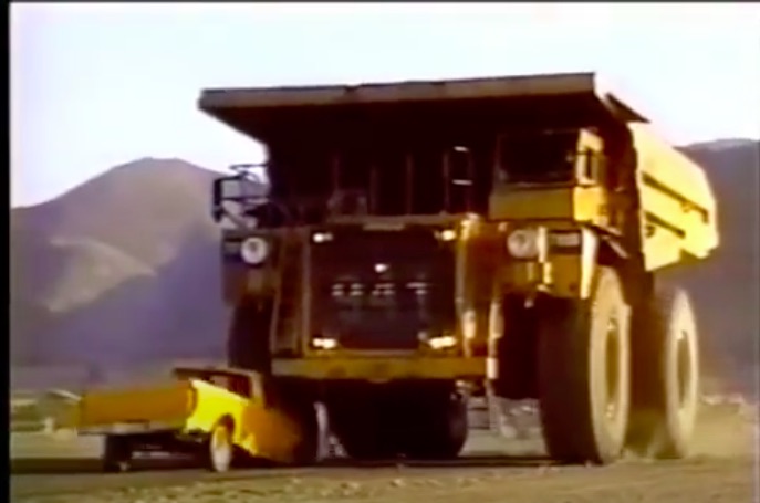 Watch A Mining Dump Truck Run Over A Pickup Like It Is A Hot Wheels Toy