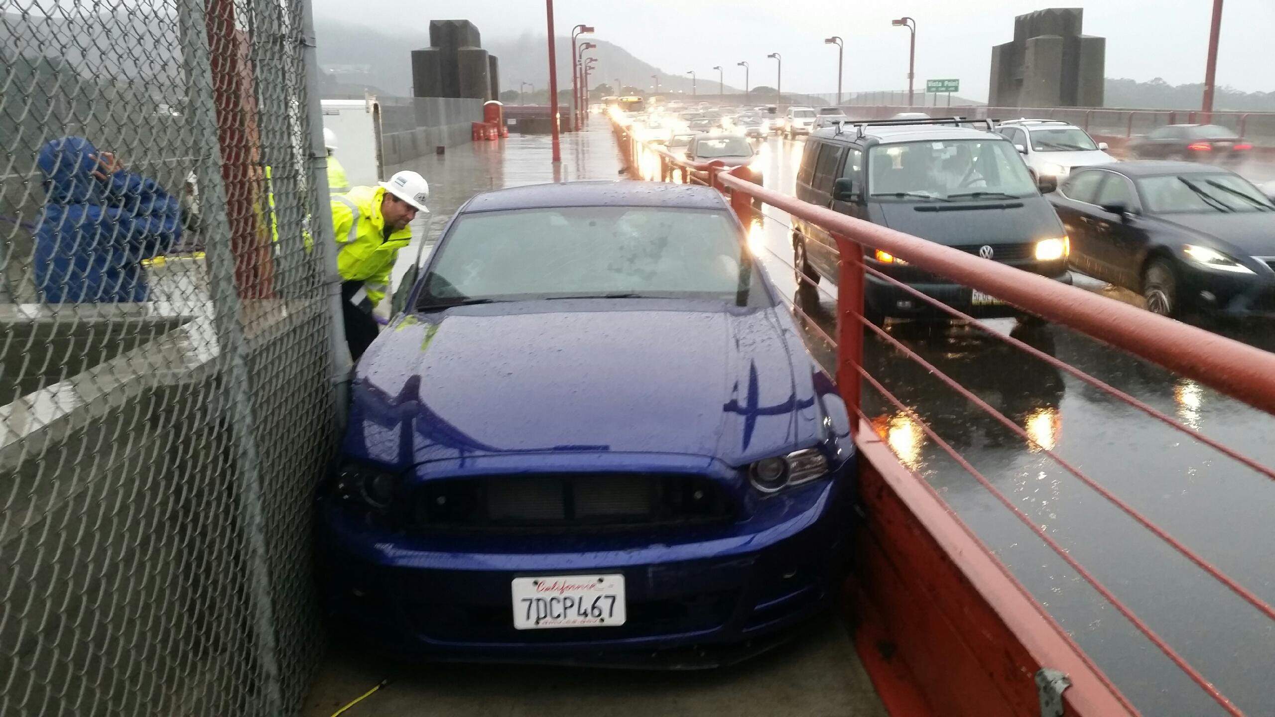 Drunk Driver Manages To Wedge His Mustang Into Part Of The Golden Gate Bridge, No Word On If He’s Stopped Screaming Yet