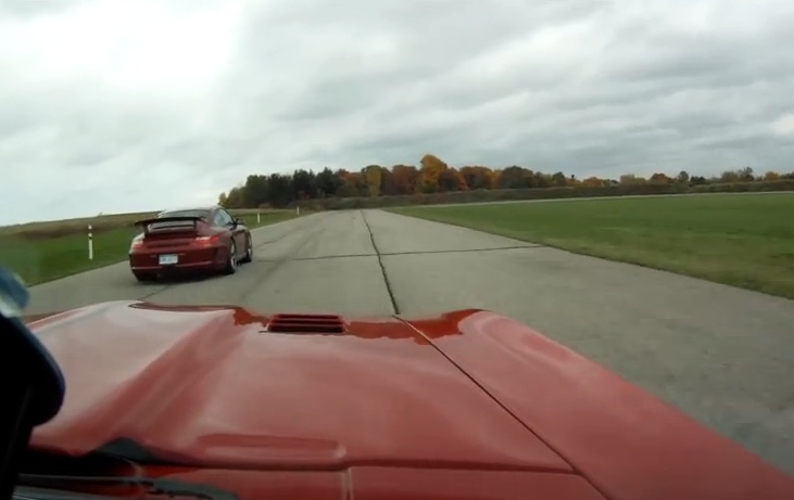 Watch Mark Stielow Run Down, Chew Up, And Blow Off, A Porsche in His Awesome Hellfire Camaro – Porsche Guy Didn’t Want Him Coming By!