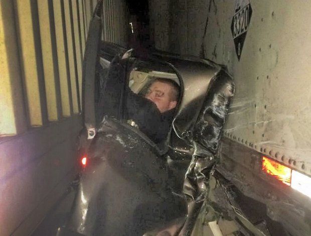 Best of BS 2015: Driver Survives Complete Annihilation Of His Truck With Minor Scratches In I-84 Pileup