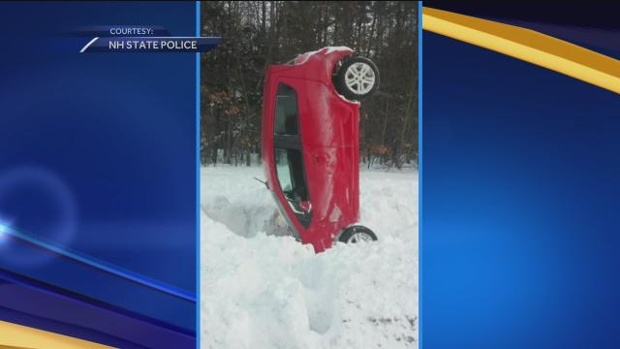 Caption This: …And He Sticks The Landing! How Did This Chevy Aveo End Up Nose-First In The Snow?