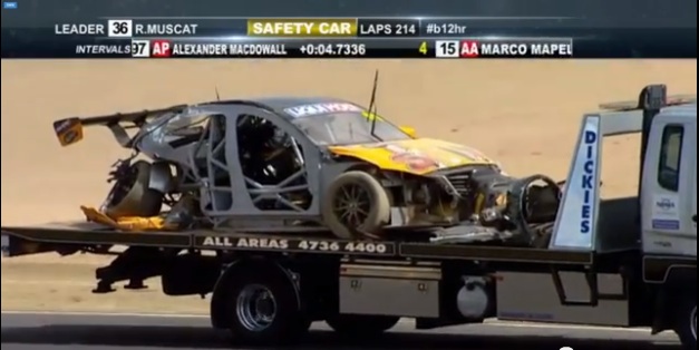 Crash And Burn: Ivo Breukers Slides Back-End-First Into The Wall At Mount Panorama During The Bathurst 12-Hour