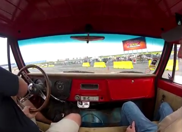 Swatting Bees! Watch This Guy Wrestle A Stock Suspension Classic Pickup Through The Autocross