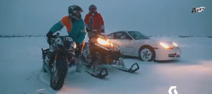 A Superbike On Studded Tires, A Snowmobile, And A Rally Porsche Drifting In Snow And Ice – Welcome To Finland!