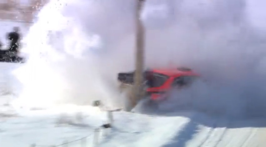 What Do You Do When Your Subaru Impreza Rally Car Slides Back-End-First Into A Pole? Continue On! [VIDEO]