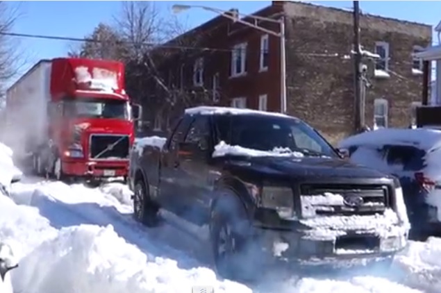 Watch This EcoBoost Powered F-150 Yank A Big Rig Out Of A Snowy Chicago Street